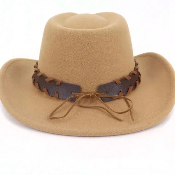 Western Braided Vegan Leather Cowboy hat display picture 3